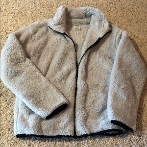 Cozy Light Gray Sherpa Zip-Up Jacket pink by Victoria’s Secret size small